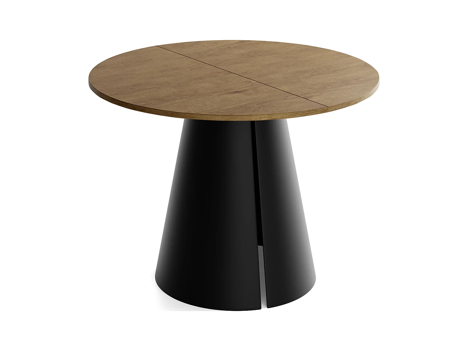 Table à Manger Ronde Extensible – 100 à 180 cm – Table Industrielle avec Pieds en Métal Coniques Noirs pour 5 à 8 Personnes – Gain de Place – Chêne Marron Rustique