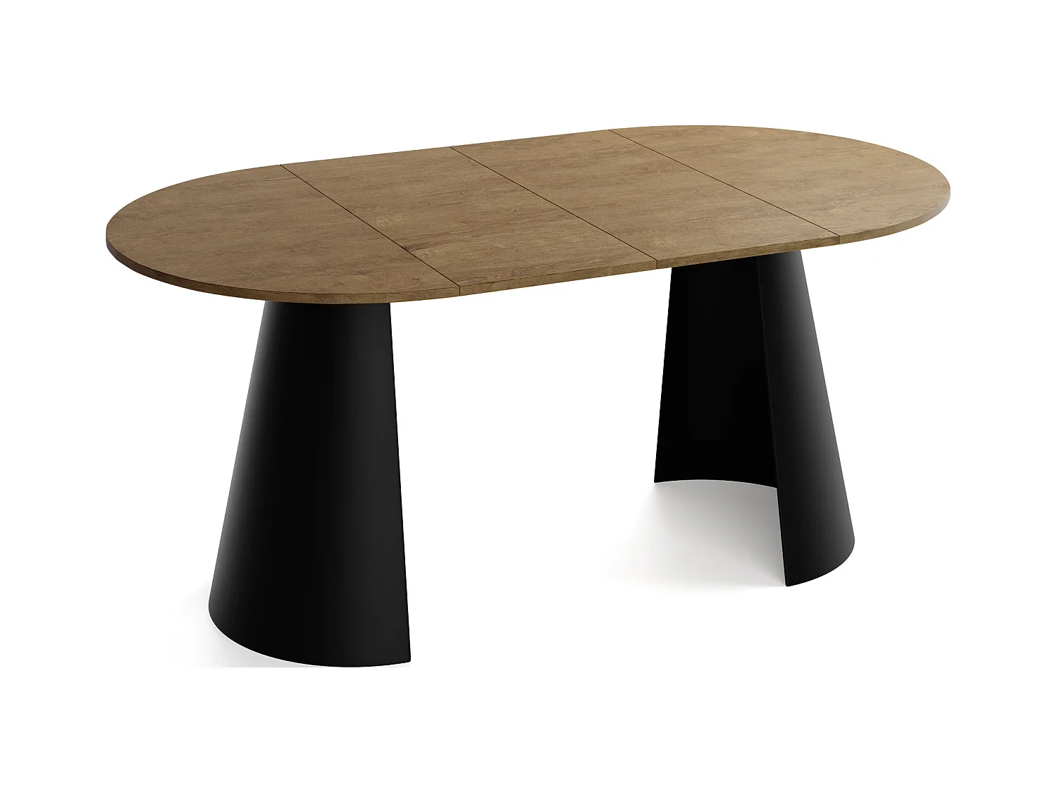 Table à Manger Ronde Extensible – 100 à 180 cm – Table Industrielle avec Pieds en Métal Coniques Noirs pour 5 à 8 Personnes – Gain de Place – Chêne Marron Rustique