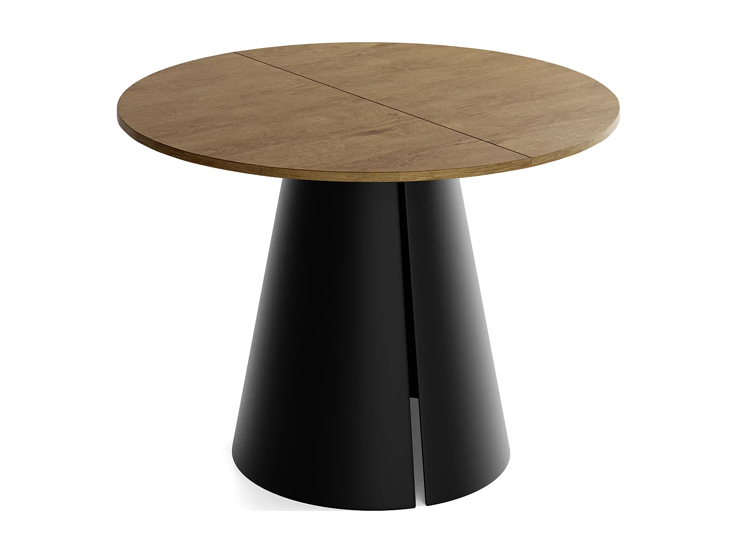 Esstisch Rund Ausziehbar im Loft-Stil – 100 cm – Industrieller Tisch mit Schwarzen Konischem Metallbeinen für 5-8 Personen, Wohnzimmer – Eiche Braun Rustikal