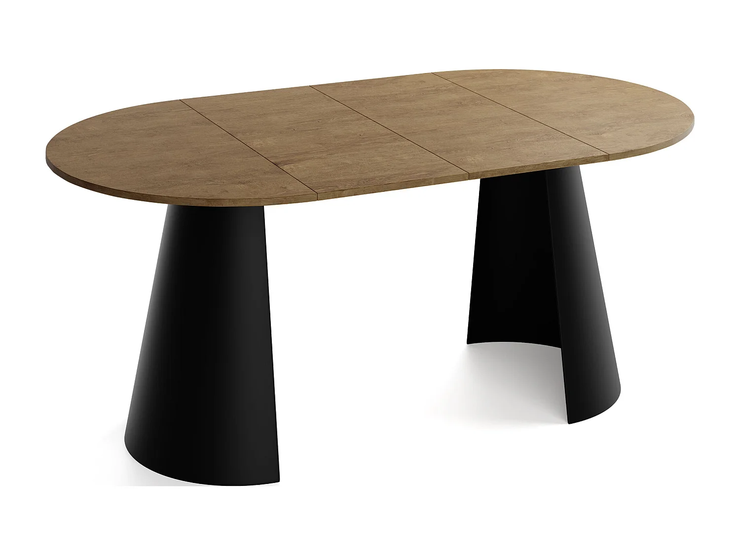 Esstisch Rund Ausziehbar im Loft-Stil – 100 cm – Industrieller Tisch mit Schwarzen Konischem Metallbeinen für 5-8 Personen, Wohnzimmer – Eiche Braun Rustikal