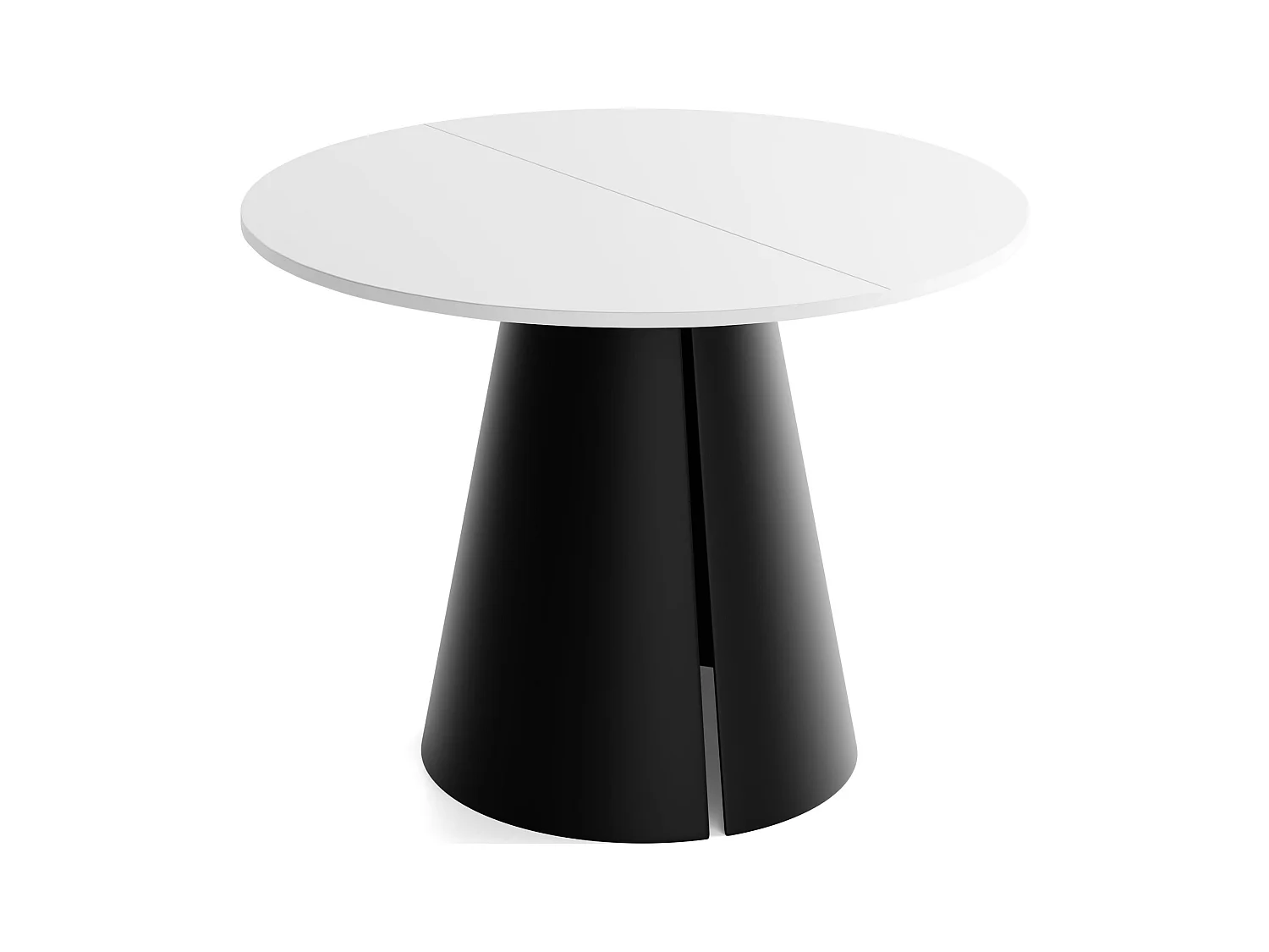 Table à Manger Ronde Extensible Style Loft – 100 à 180 cm – Table Industrielle avec Pieds en Métal Coniques Noirs pour 5 à 8 Personnes – Gain de Place – Blanc