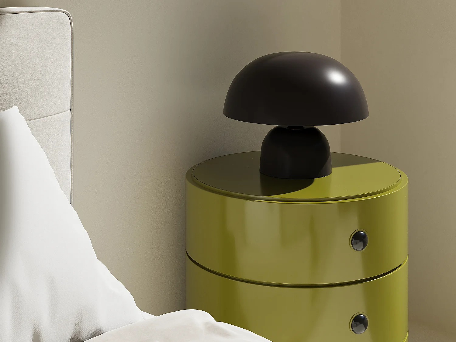 Lampe à poser champignon en métal - D. 31 x H.25 cm - Noir - SIDNEY