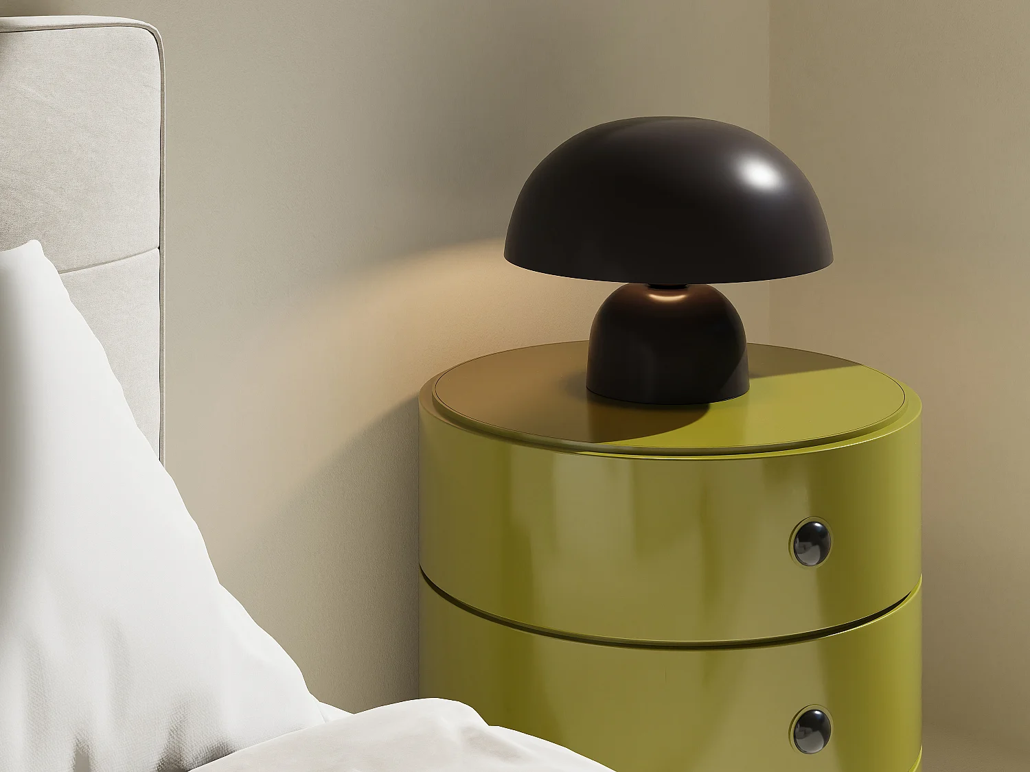 Lampe à poser champignon en métal - D. 31 x H.25 cm - Noir - SIDNEY