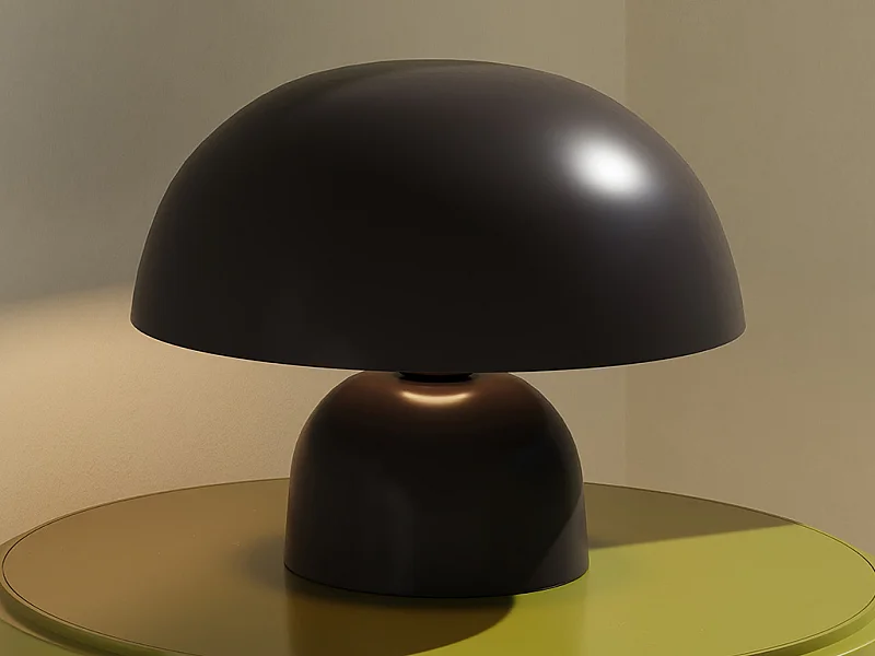 Lampe à poser champignon en métal - D. 31 x H.25 cm - Noir - SIDNEY