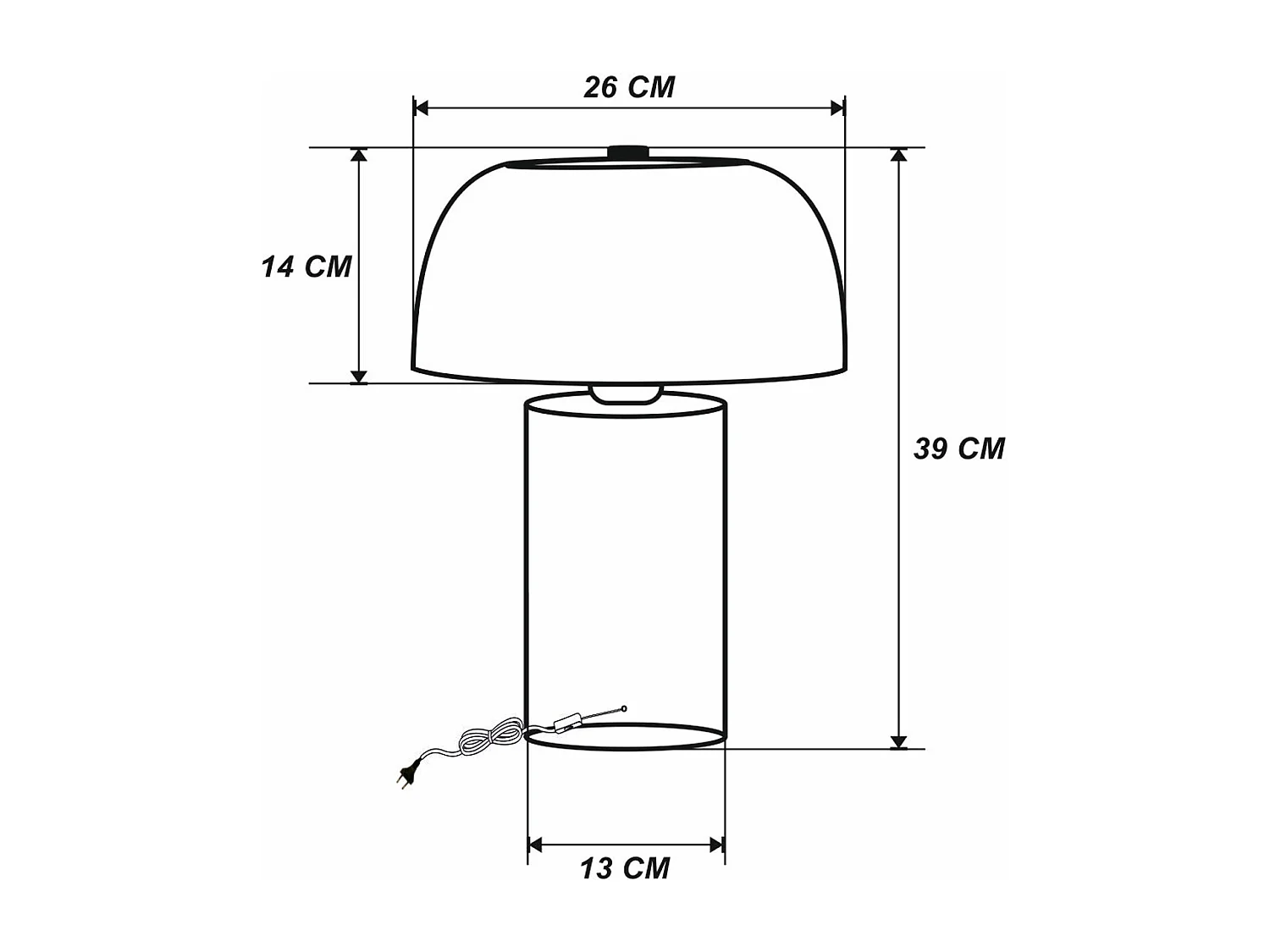 Lampe à poser champignon en métal - D. 26 x H.39 cm - Noir - WINDY