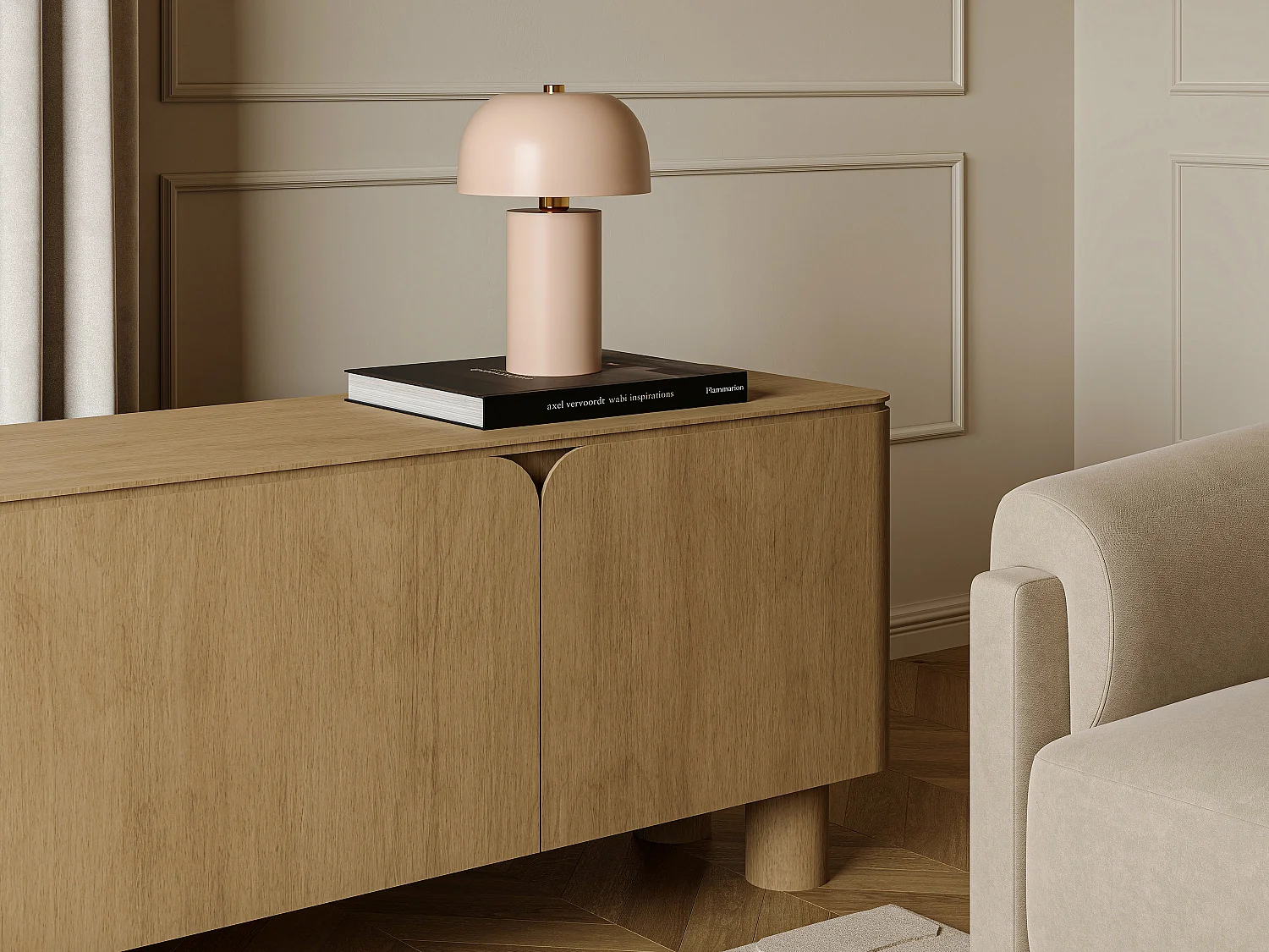 Lampe à poser champignon en métal - D. 26 x H.39 cm - Beige - WINDY