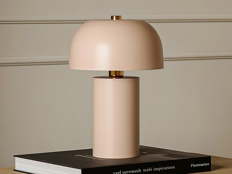 Lampe à poser champignon en métal - D. 26 x H.39 cm - Beige - WINDY