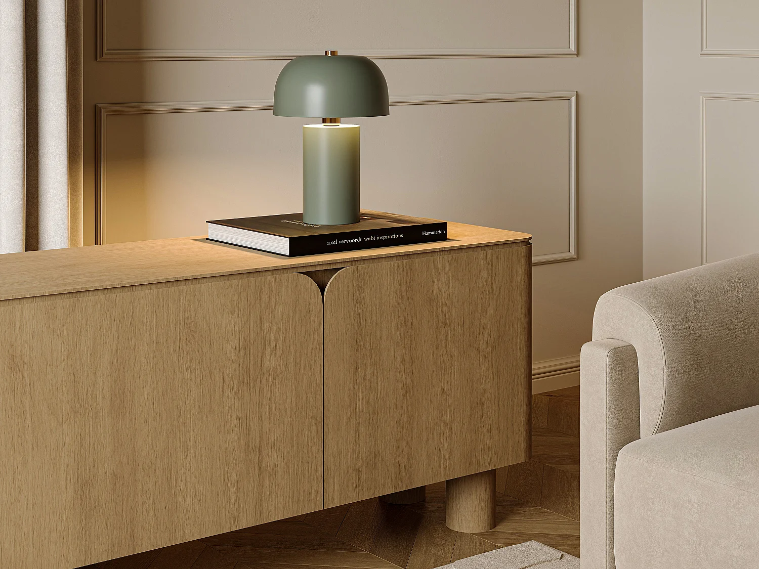 Lampe à poser champignon en métal - D. 26 x H.39 cm - Vert - WINDY