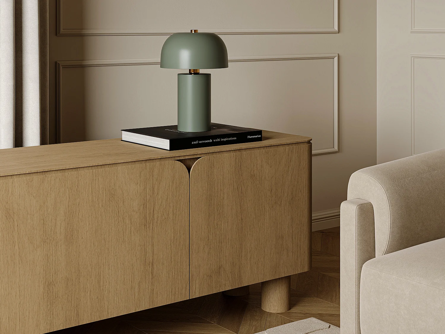 Lampe à poser champignon en métal - D. 26 x H.39 cm - Vert - WINDY