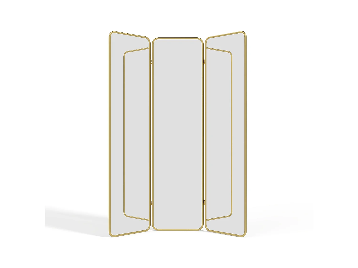 Paravent miroir 3 pans en métal - L. 146 x H. 180 cm - Doré - MIROLY