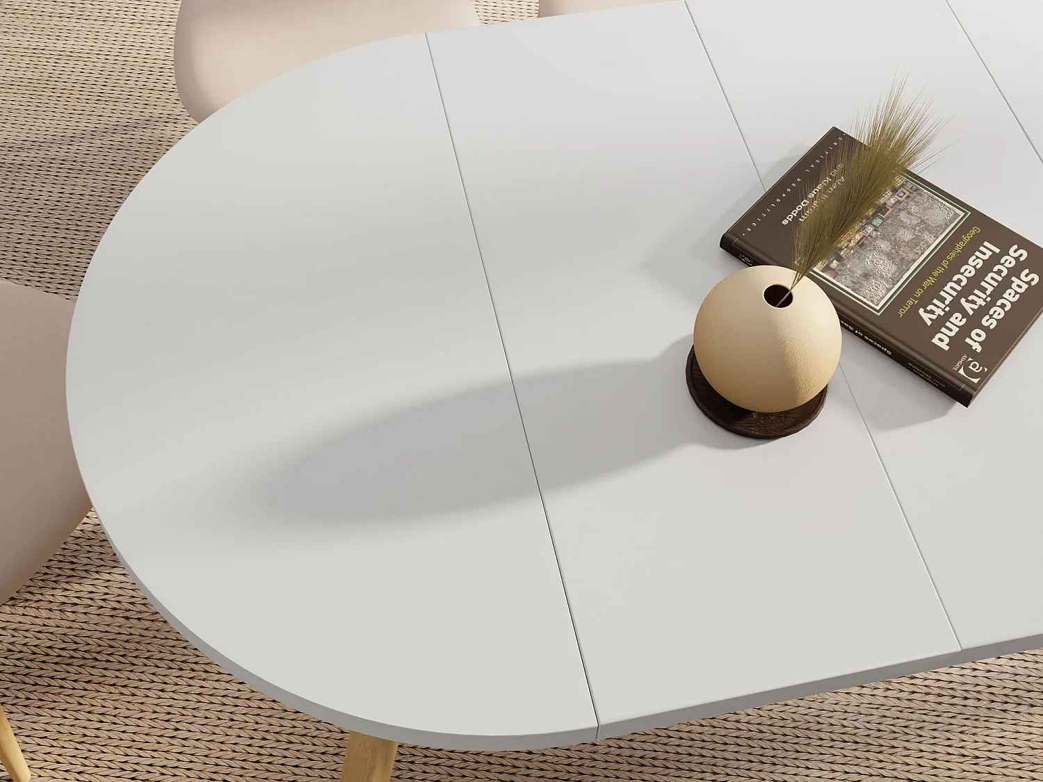 Table à Manger Extensible Ronde Designer – Style Loft, Peu Encombrant – Pieds en Bois Massif – Table Gain de Place 100 à 200 cm – Blanc