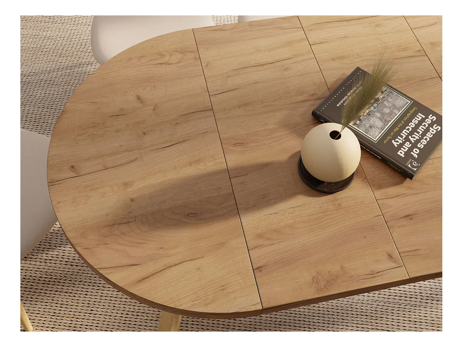 Runder Ausziehbarer Esstisch im Loft-Stil – Industrieller Tisch mit Holzbeinen – Platzsparender Tisch für Wohnzimmer – Eiche Craft Braun – 100 bis 200 cm