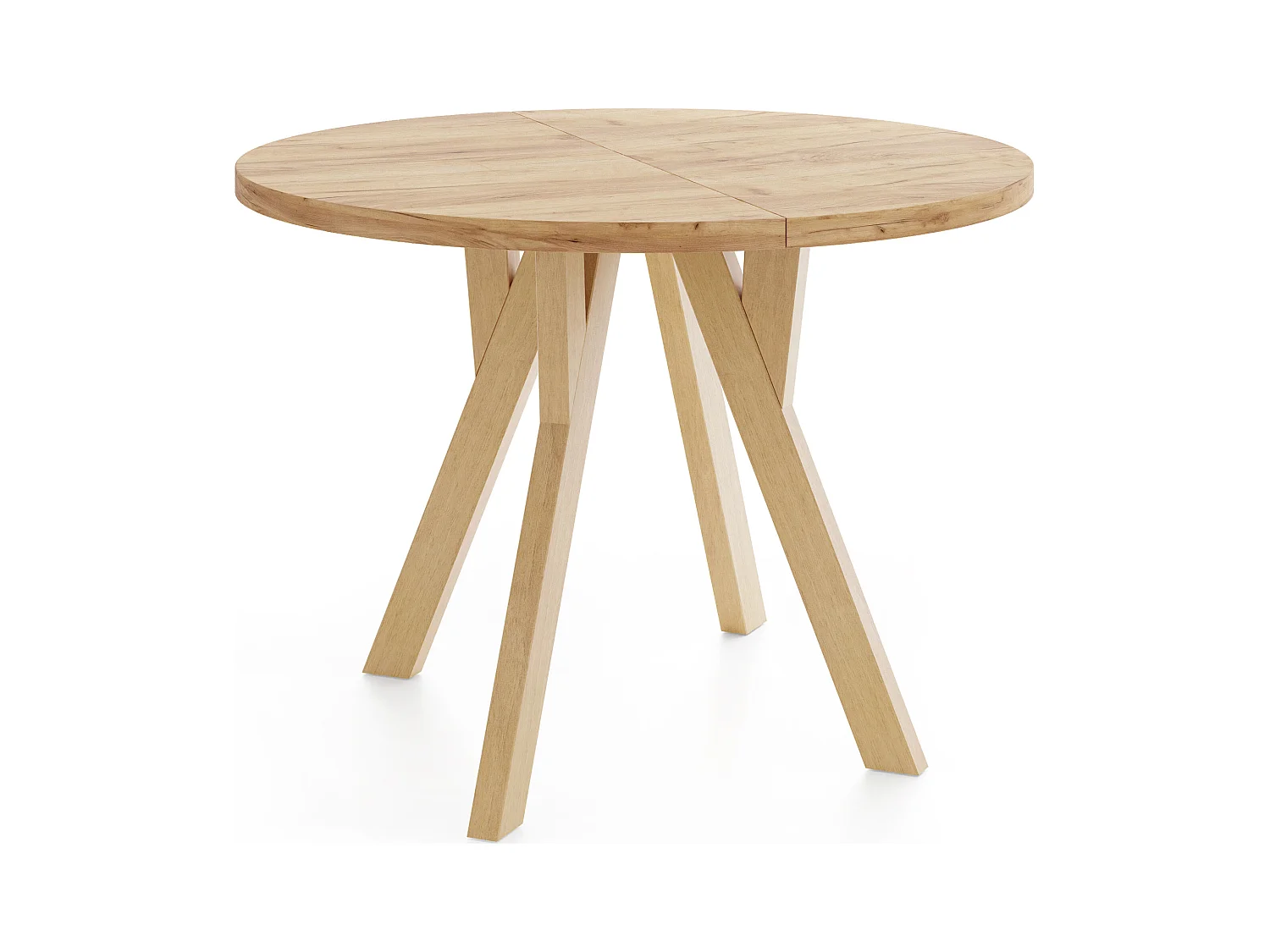 Runder Ausziehbarer Esstisch im Loft-Stil – Industrieller Tisch mit Holzbeinen – Platzsparender Tisch für Wohnzimmer – Eiche Craft Braun – 100 bis 140 cm