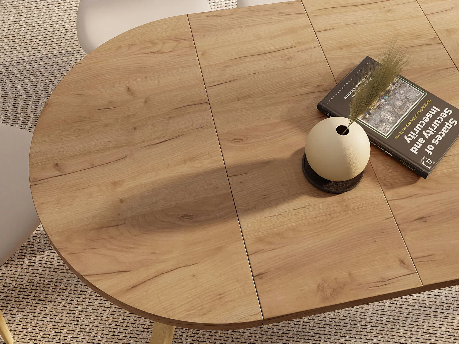 Runder Ausziehbarer Esstisch im Loft-Stil – Industrieller Tisch mit Holzbeinen – Platzsparender Tisch für Wohnzimmer – Eiche Craft Braun – 100 bis 140 cm