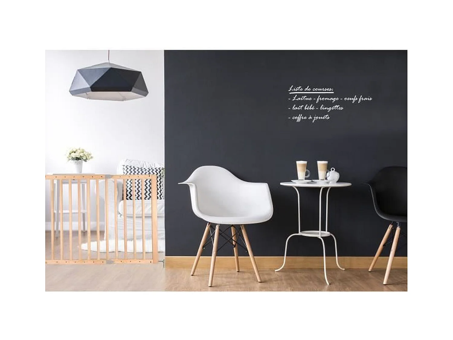 Barrière de sécurité Enfant PRUNE- 69 à 107 cm - Bois - Pivotante - Ouverture facile