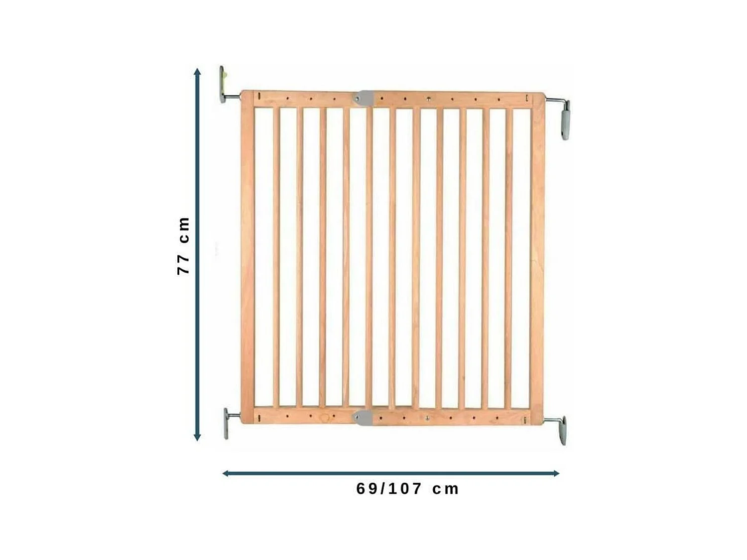 Barrière de sécurité Enfant PRUNE- 69 à 107 cm - Bois - Pivotante - Ouverture facile