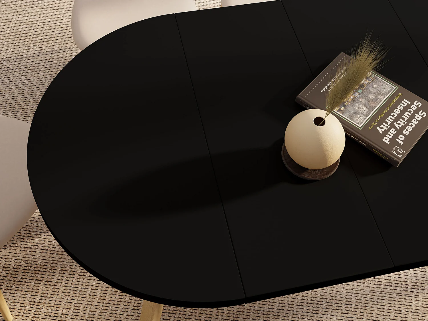 Runder Ausziehbarer Esstisch im Loft-Stil – Industrieller Tisch mit Holzbeinen – Platzsparender Tisch für Wohnzimmer – Schwarz – 80 bis 160 cm