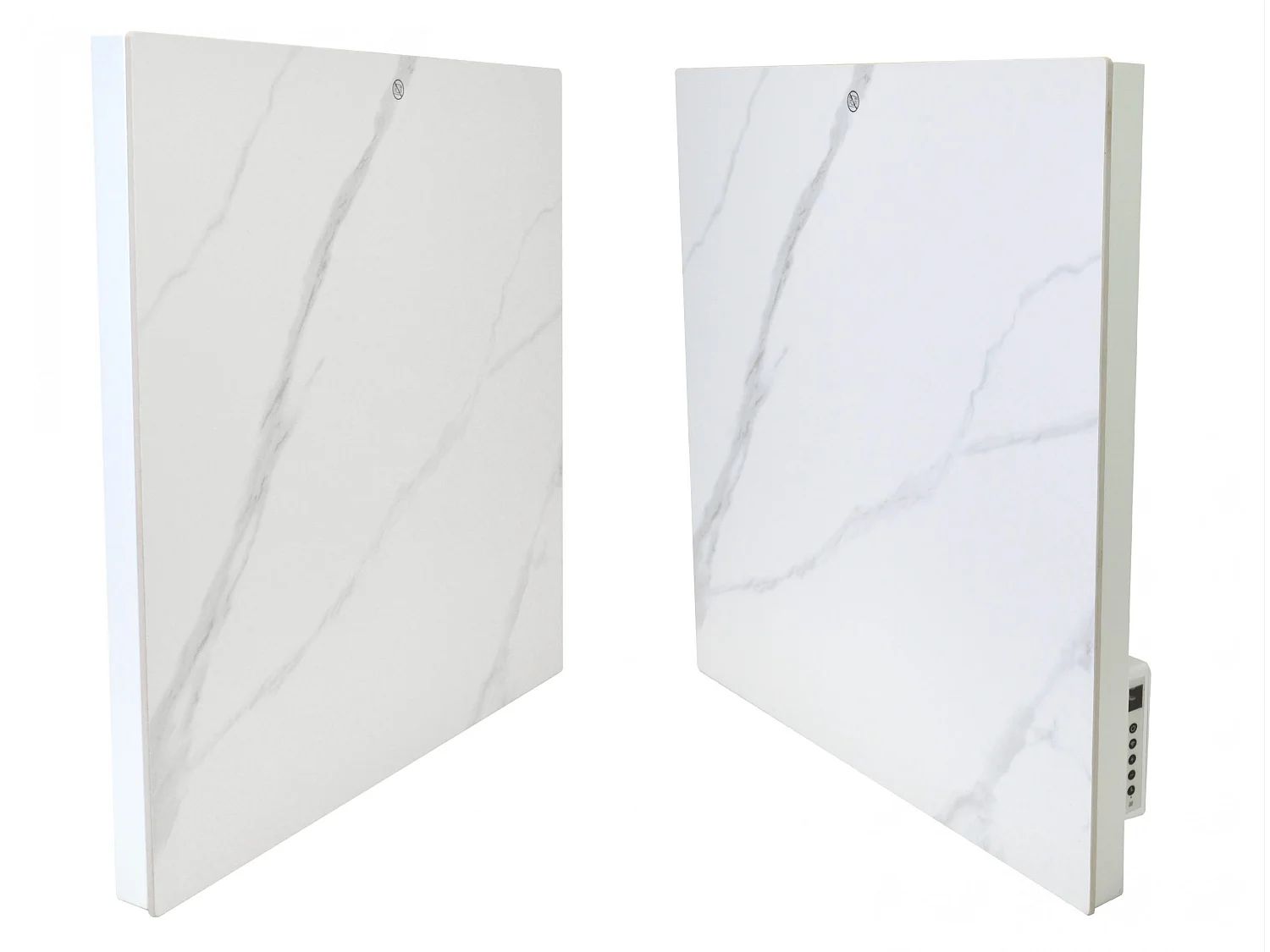 Thermische emitter met keramisch front met marmerachtige afwerking