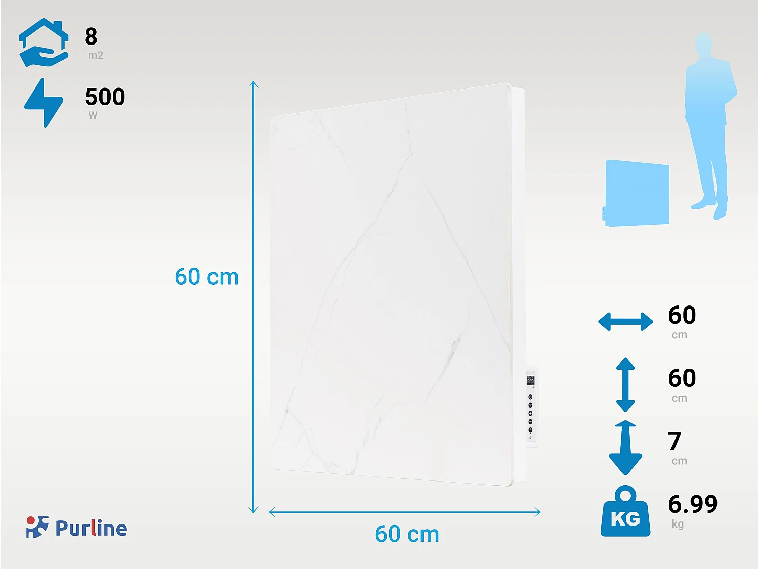 Émetteur thermique avec façade en céramique à finition marbrée