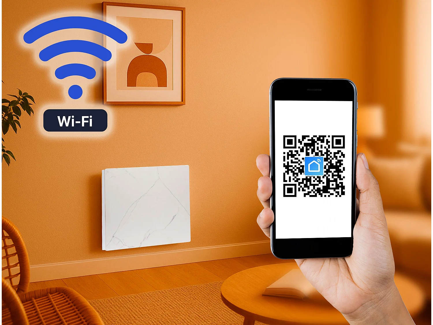 Emissor térmico com frente cerâmica com acabamento tipo mármore