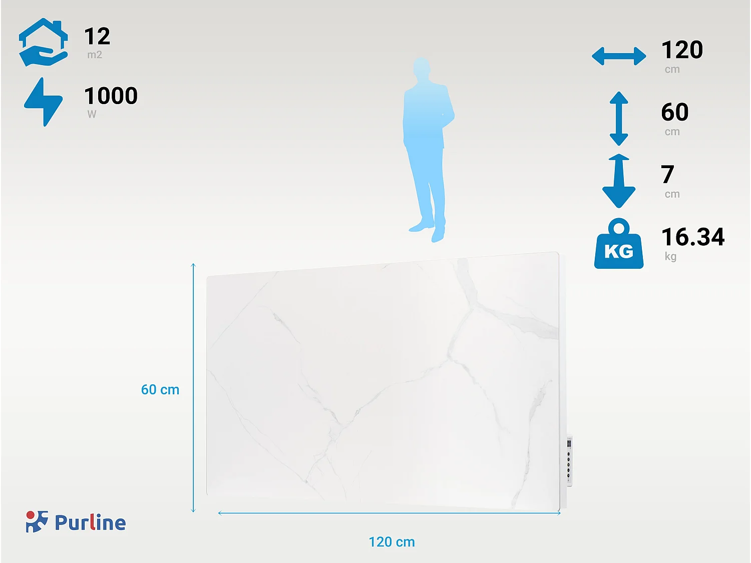 Émetteur thermique avec façade en céramique à finition marbrée
