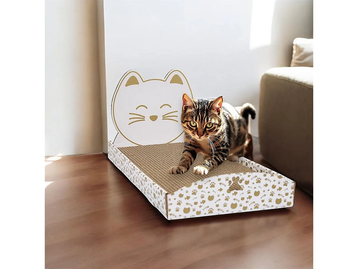 Griffoir pour chat en forme de lit avec tête de lit déco chat