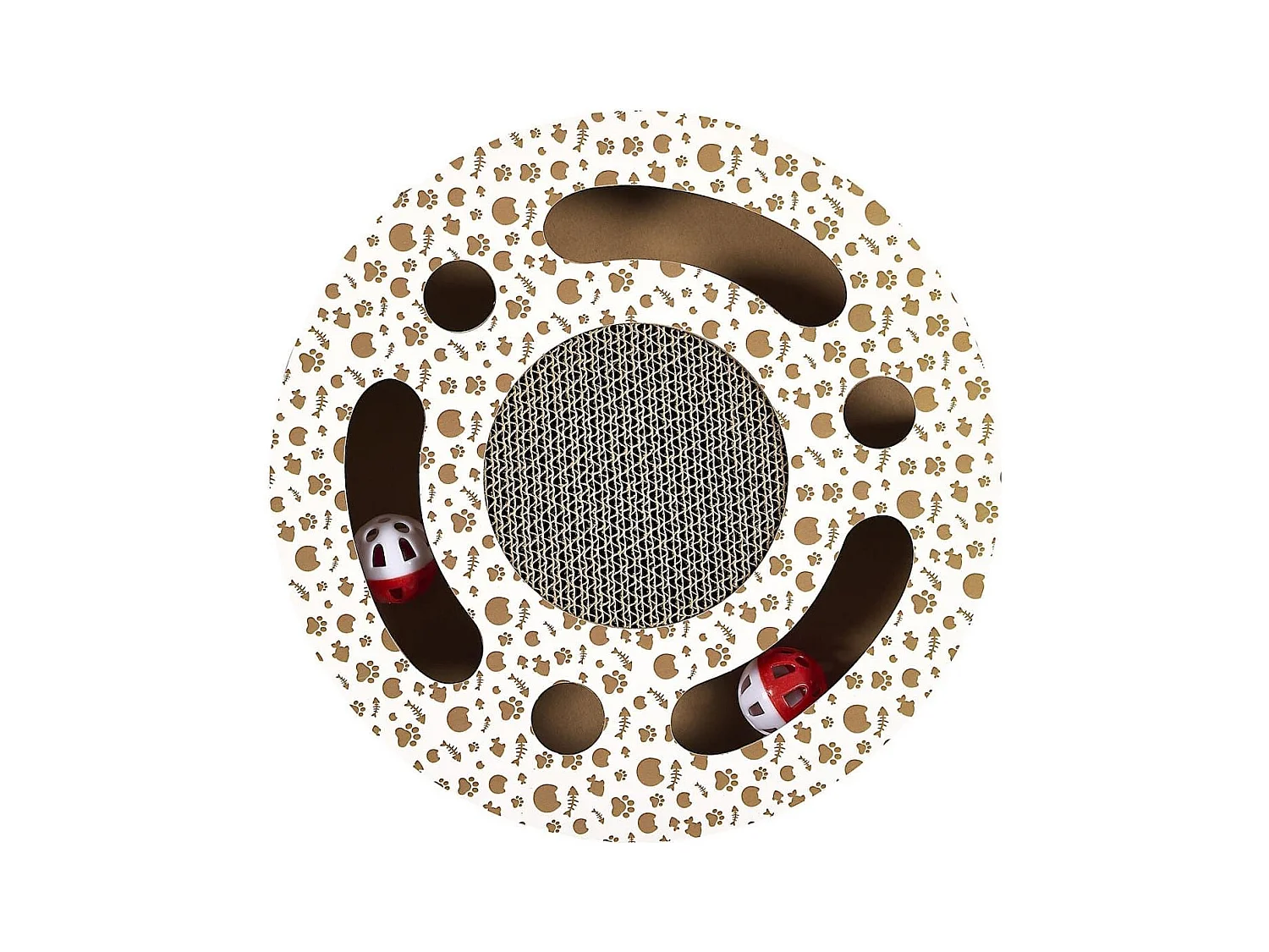 Jeu griffoir rond pour chat avec 2 balles
