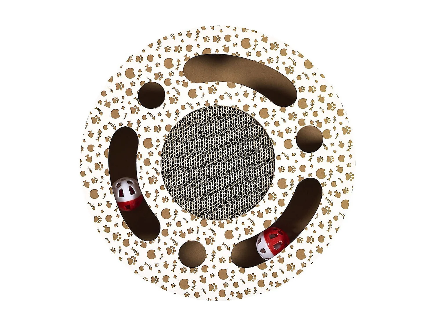 Jeu griffoir rond pour chat avec 2 balles