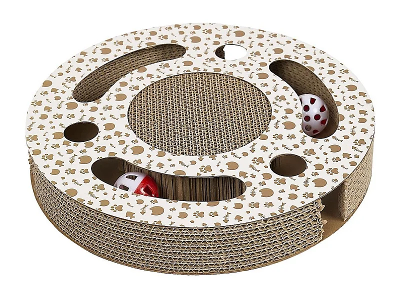 Jeu griffoir rond pour chat avec 2 balles