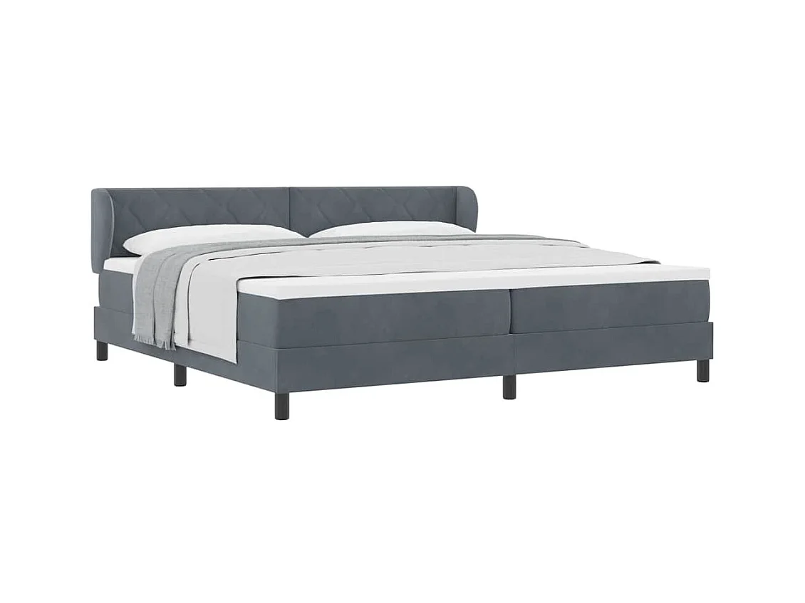 Cadre de lit avec matelas gris foncé 80x200 cm en velours