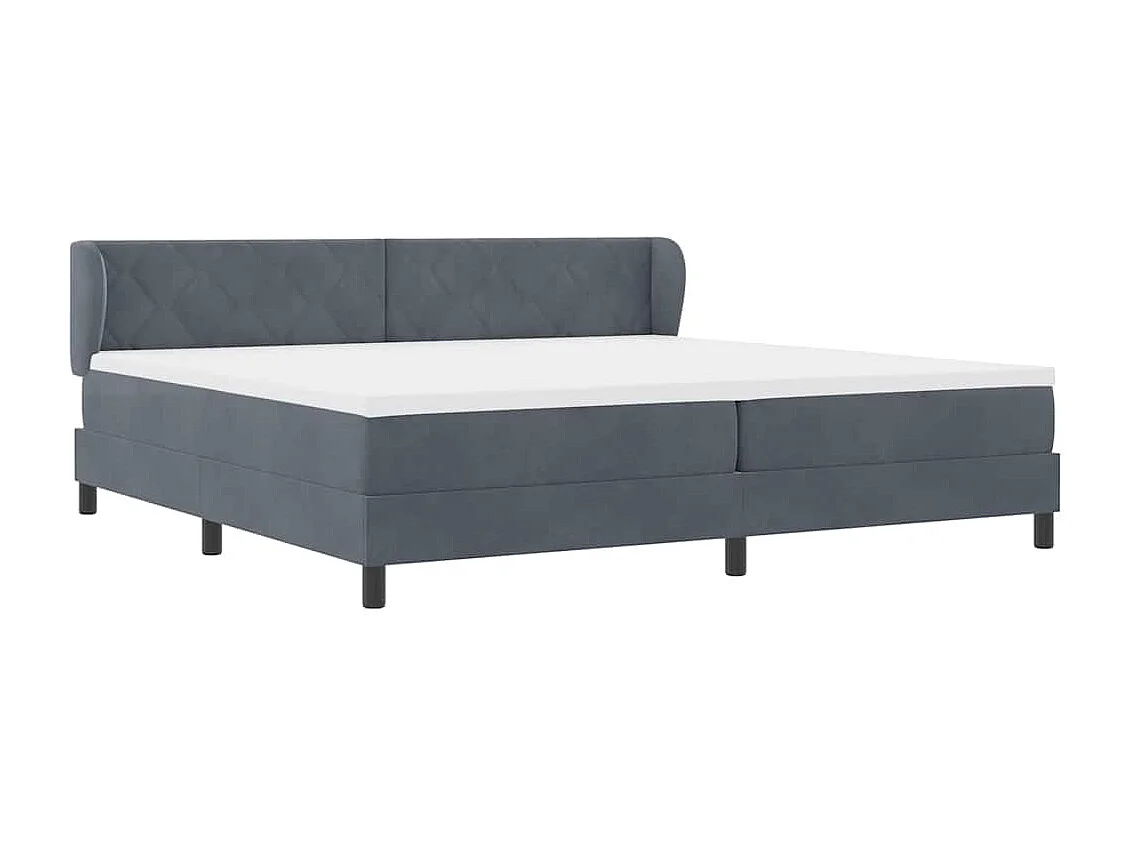 Cadre de lit avec matelas gris foncé 80x200 cm en velours