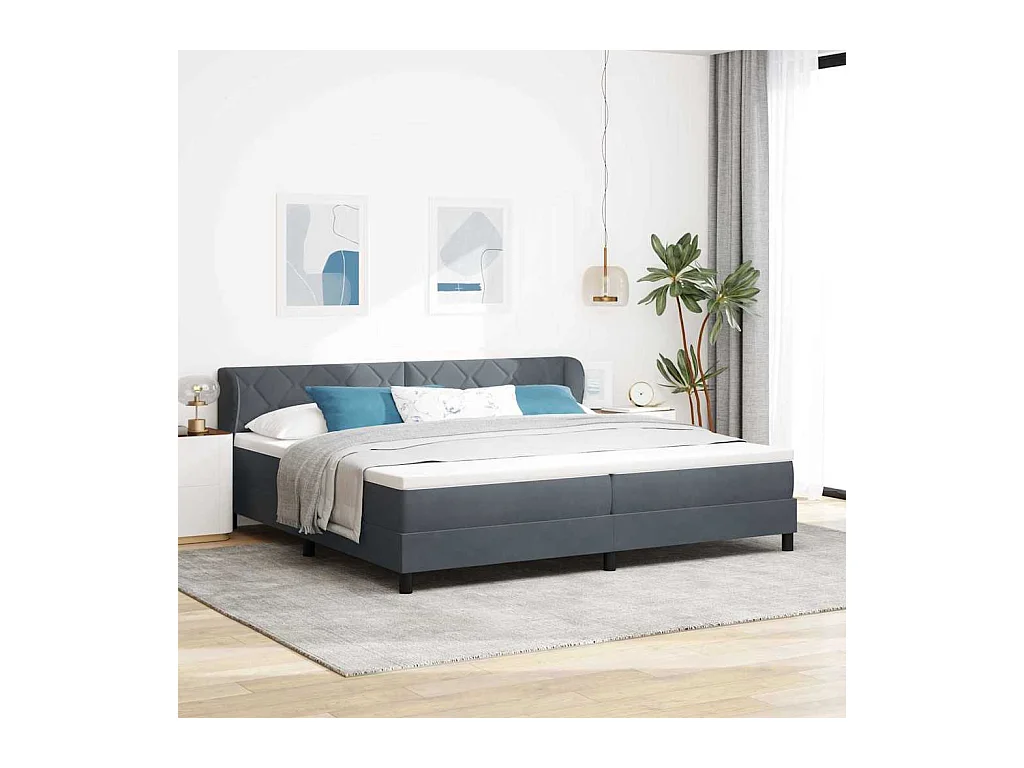 Cadre de lit avec matelas gris foncé 80x200 cm en velours
