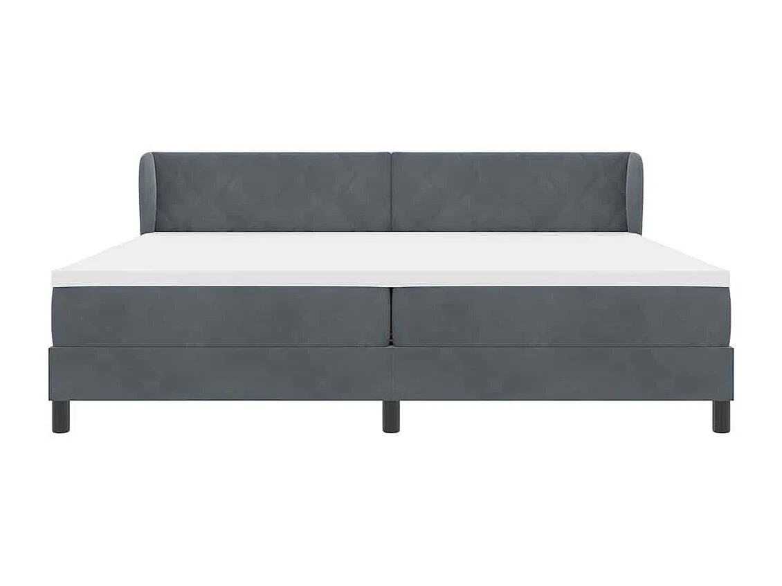 Cama Box Spring com Colchão Cinza Escuro 80x200 cm em Veludo