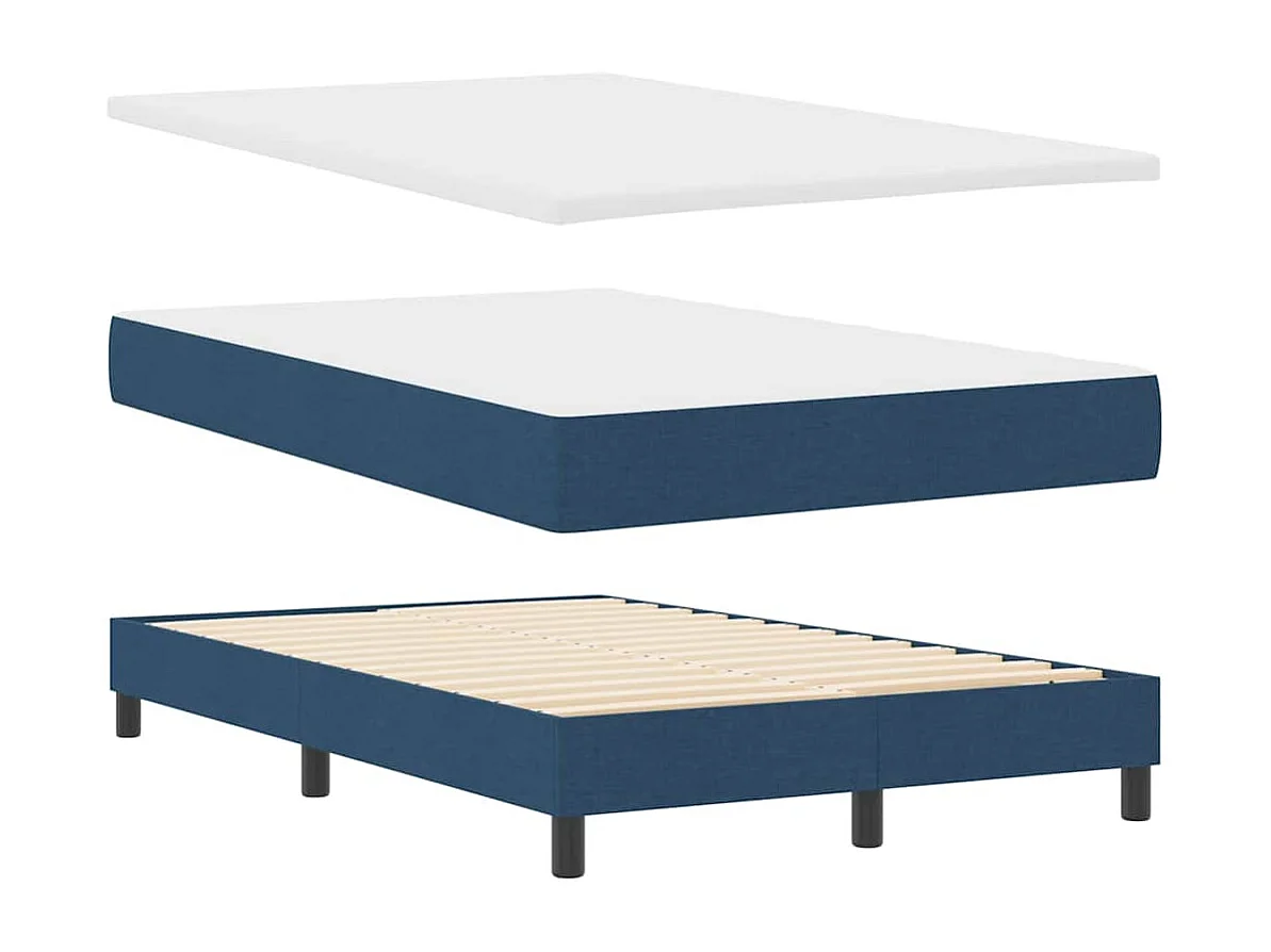 Cadre de lit avec matelas Bleu 120 x 200 cm tissu