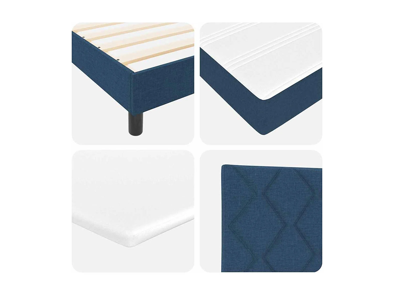 Cadre de lit avec matelas Bleu 120 x 200 cm tissu