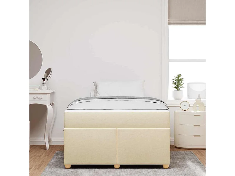 Bedframe met matras Crème 120 x 190 cm Stof