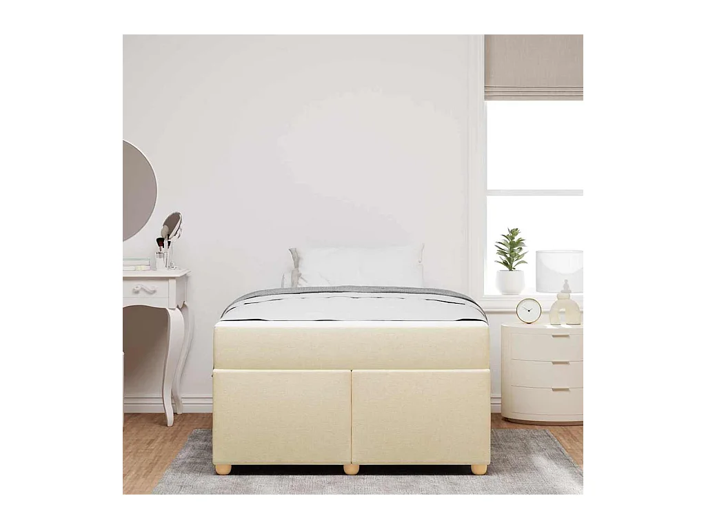 Cadre de lit avec matelas Crème 120 x 190 cm tissu