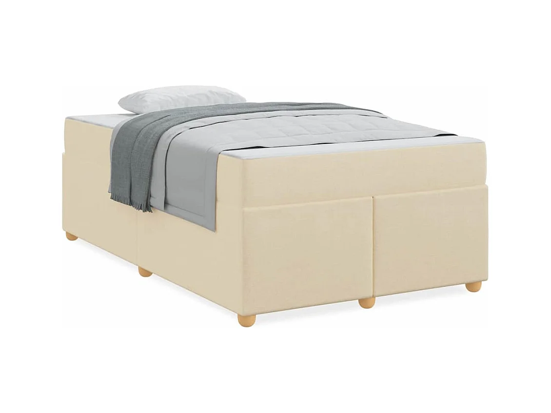 Cadre de lit avec matelas Crème 120 x 190 cm tissu