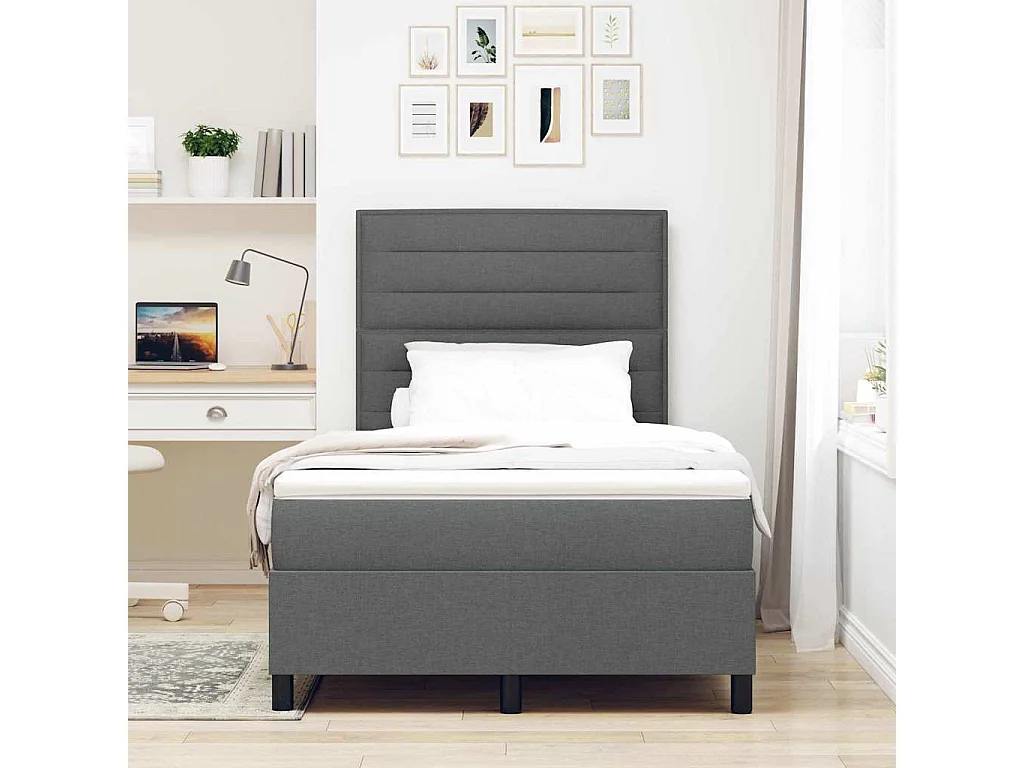 Boxspring bed met matras Donkergrijs 120 x 190 cm Stof