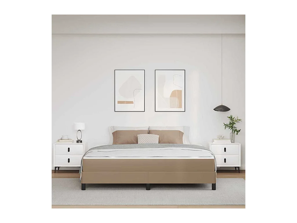 Cama con colchón Capuchino 180 x 200 cm Cuero sintético