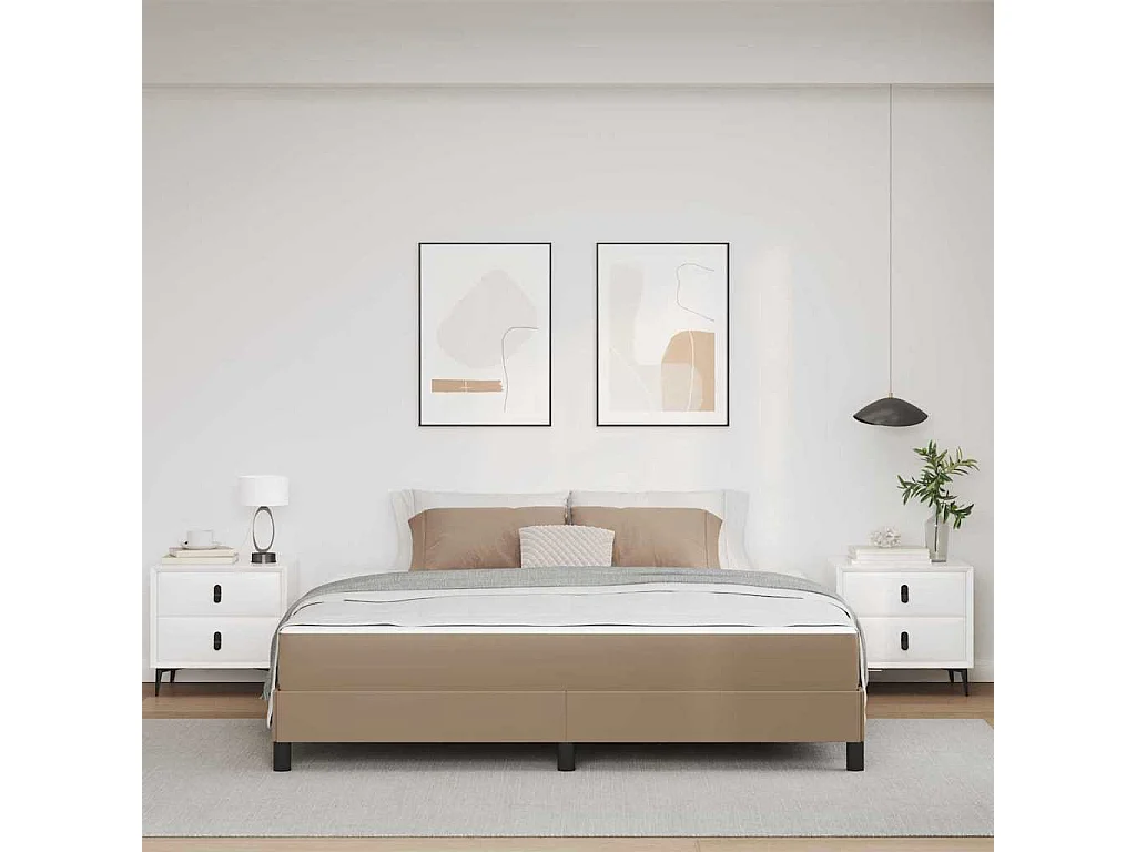 Cama com colchão Cappuccino 180 x 200 cm Couro sintético