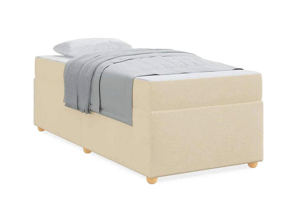 Cadre de lit avec matelas Crème 80 x 200 cm tissu