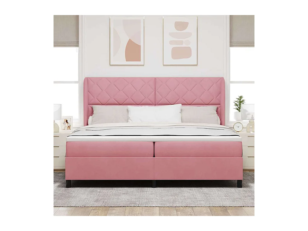 Cadre de lit avec matelas Rose 200 x 200 cm Velours
