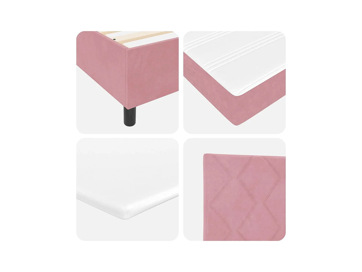 Cadre de lit avec matelas Rose 200 x 200 cm Velours