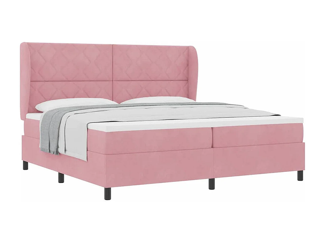 Cadre de lit avec matelas Rose 200 x 200 cm Velours