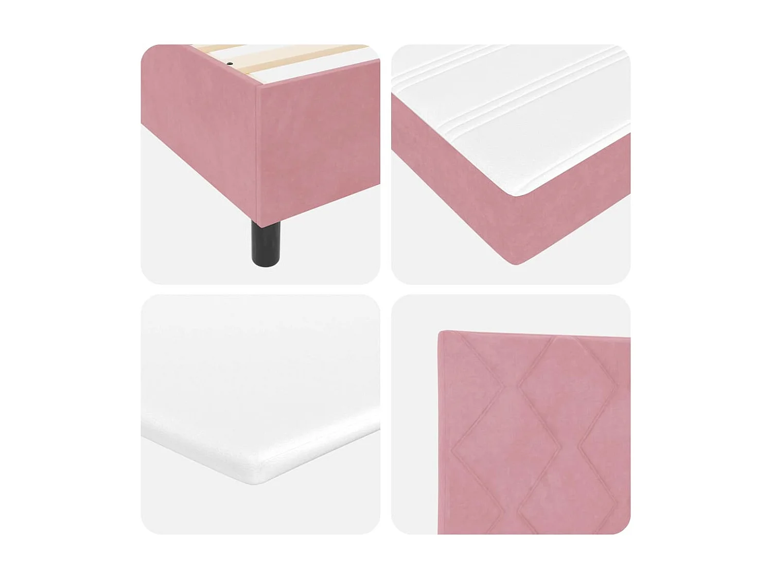 Cadre de lit avec matelas Rose 200 x 200 cm Velours