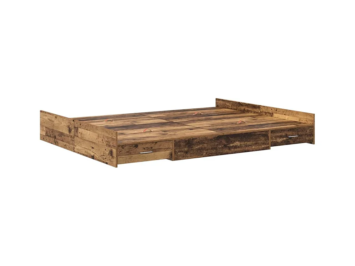 Cadre de lit avec rangement Bois ancien 135 x 190 cm