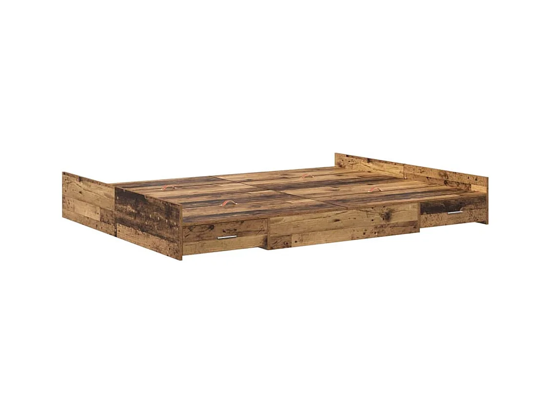 Cadre de lit avec rangement Bois ancien 135 x 190 cm
