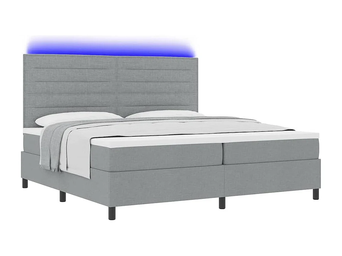Boxspring bed met matras Lichtgrijs 200 x 200 cm Stof