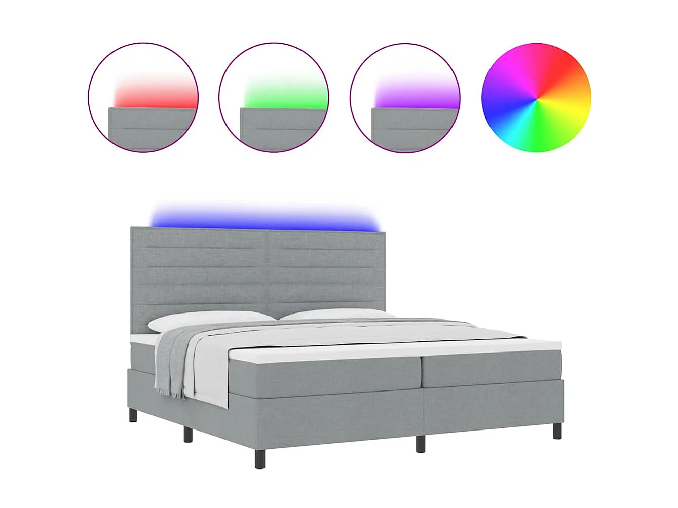 Boxspring bed met matras Lichtgrijs 200 x 200 cm Stof